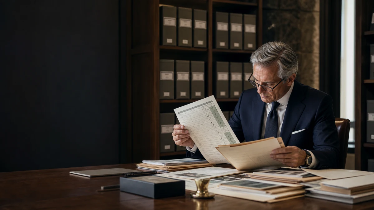 A case manager arranges claimant records by intake stage before an authorized legal review.